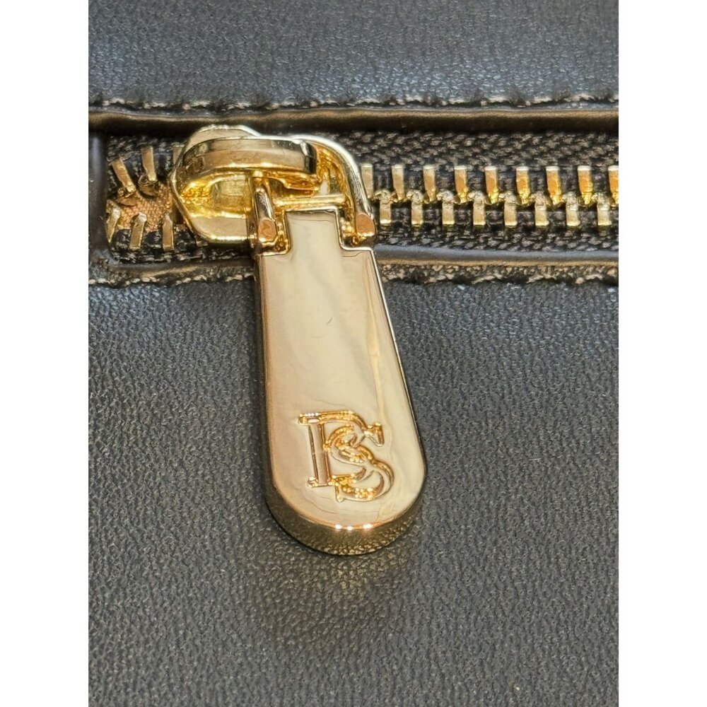 Bostanten Navy Blue Leather Tote Handbag Gold Hardware Adjustable Strap - Picture 7 of 9